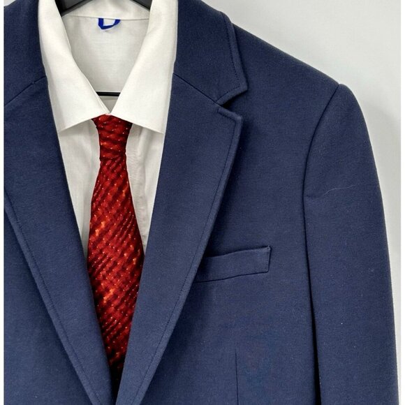 01.ALGO jacket blazer sport coat knit stretch two button unlined navy blue M - Picture 1 of 10